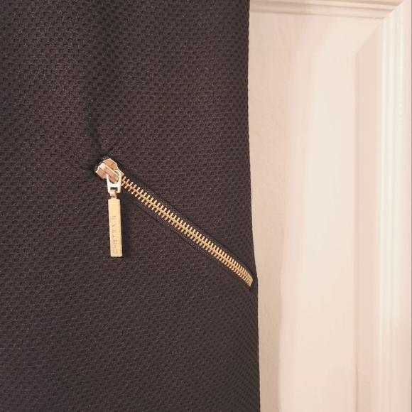 Chetta B Black Dress Gold Zips Size 2 - Picture 3 of 4